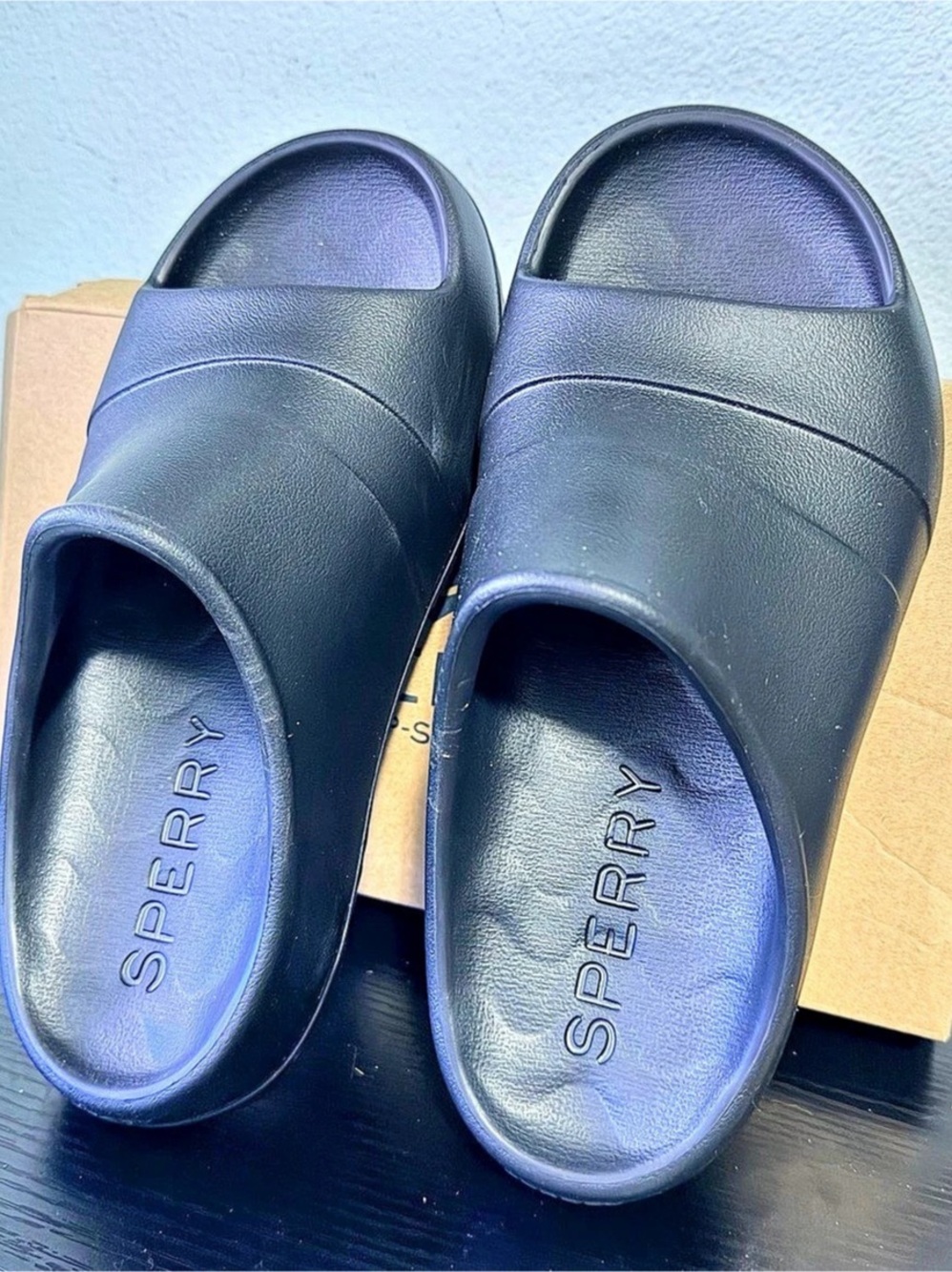 Sperry Float Slide Black Sandals US 7